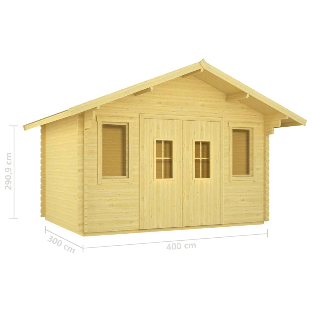 Log Cabin with Floor 44 mm 4x3x2.91 m Solid Pinewood